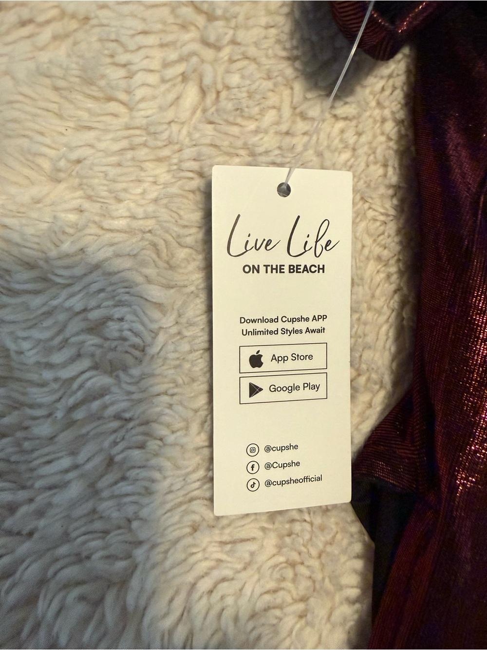 Cupshe x JoJo Fletcher Red Wine Metallic High Slit Maxi Skirt - Picture 6 of 7